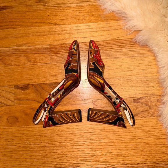 Prada satin printed block heel pumps - Picture 2 of 10